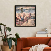 Wish You Were Here - Hand-Made Dimensional Art Collage, Under Glass, Encased on a Black Shadowbox Frame